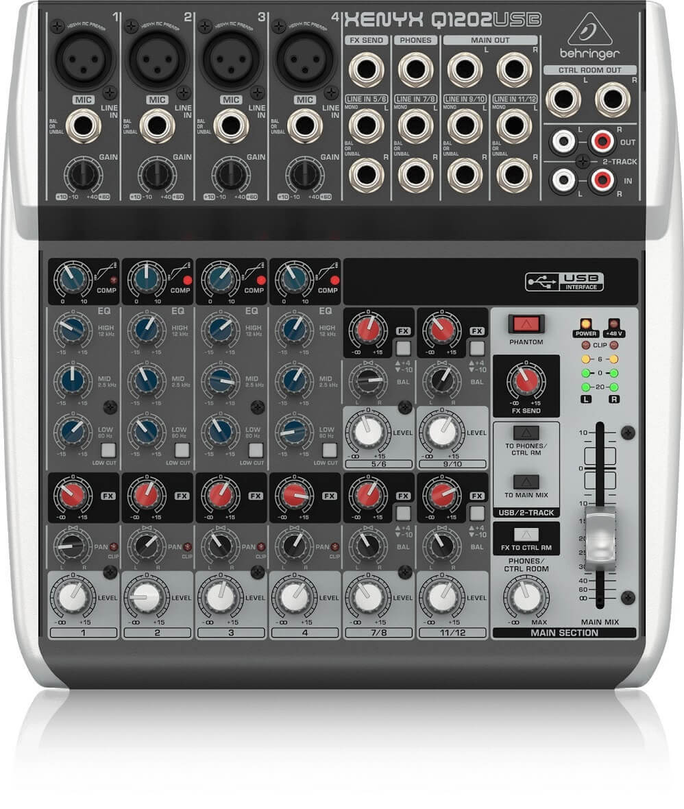 The Behringer Xenyx Q1202USB audio mixer