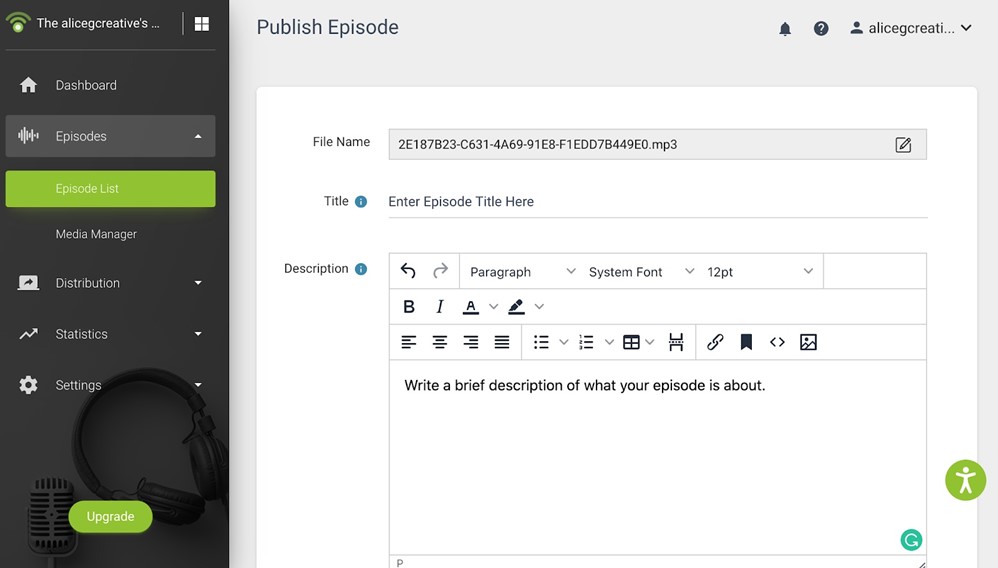 Adding an Episode Title and Brief on Podbean