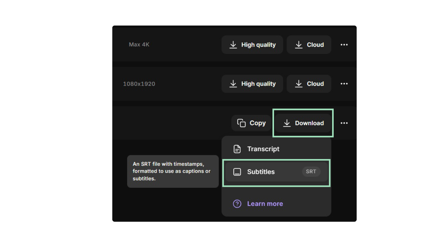 download transcripts in riverside 