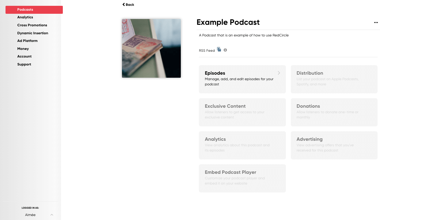 Adding an episode to a podcast on Redircle.